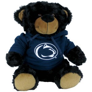 plush stuffed Beau Bear with Penn State Athletic Logo hoodie